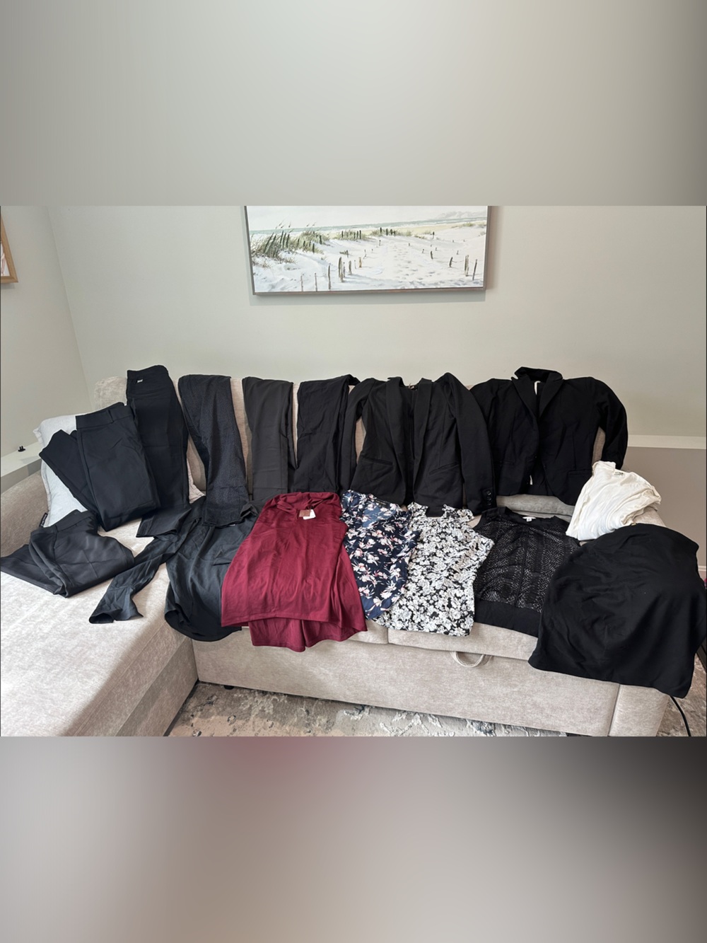 Women’s 15 pc Business Casual Bundle Lot Capsule Wardrobe Pants, Blazer, Tops.